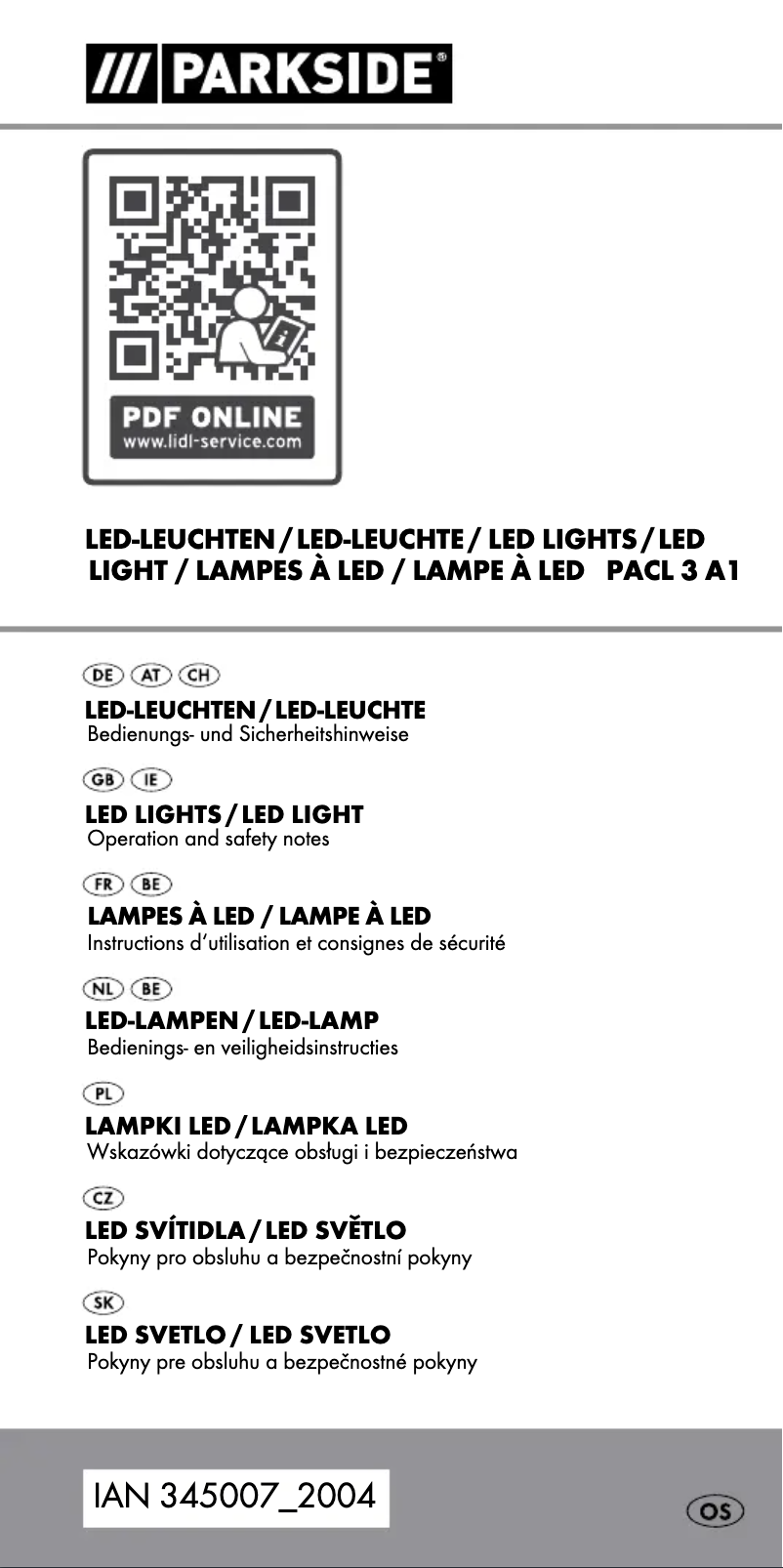 Image de la première page du manuel de l'appareil PACL 3 A1