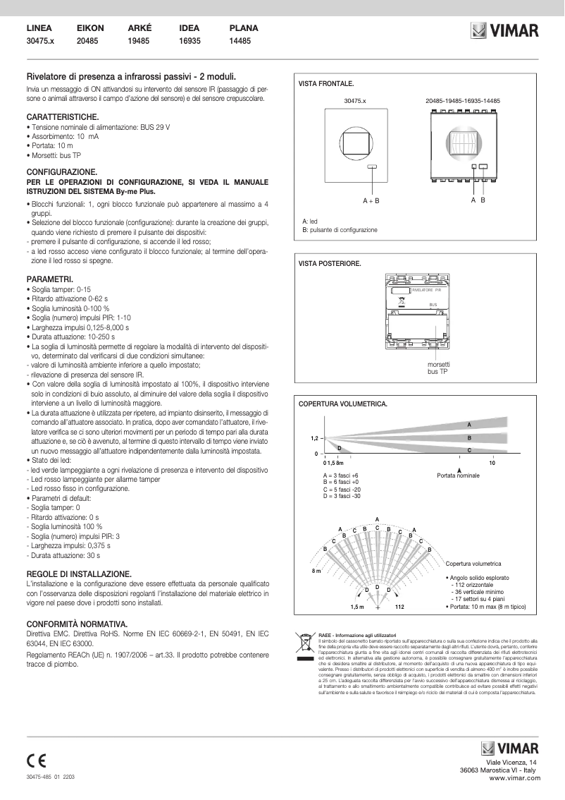 Page 1 de la notice Manuel utilisateur Vimar 14485.SL