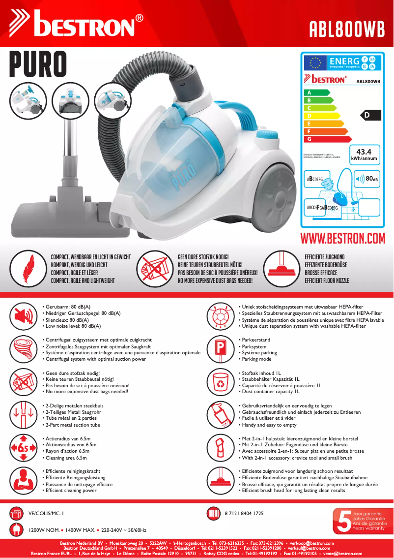 Image de la première page du manuel de l'appareil Puro ABL800WB