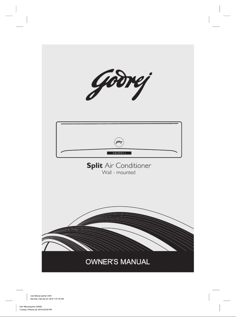 Page n°1 - Manuel utilisateur Godrej GIC 18NTC5 -WUA