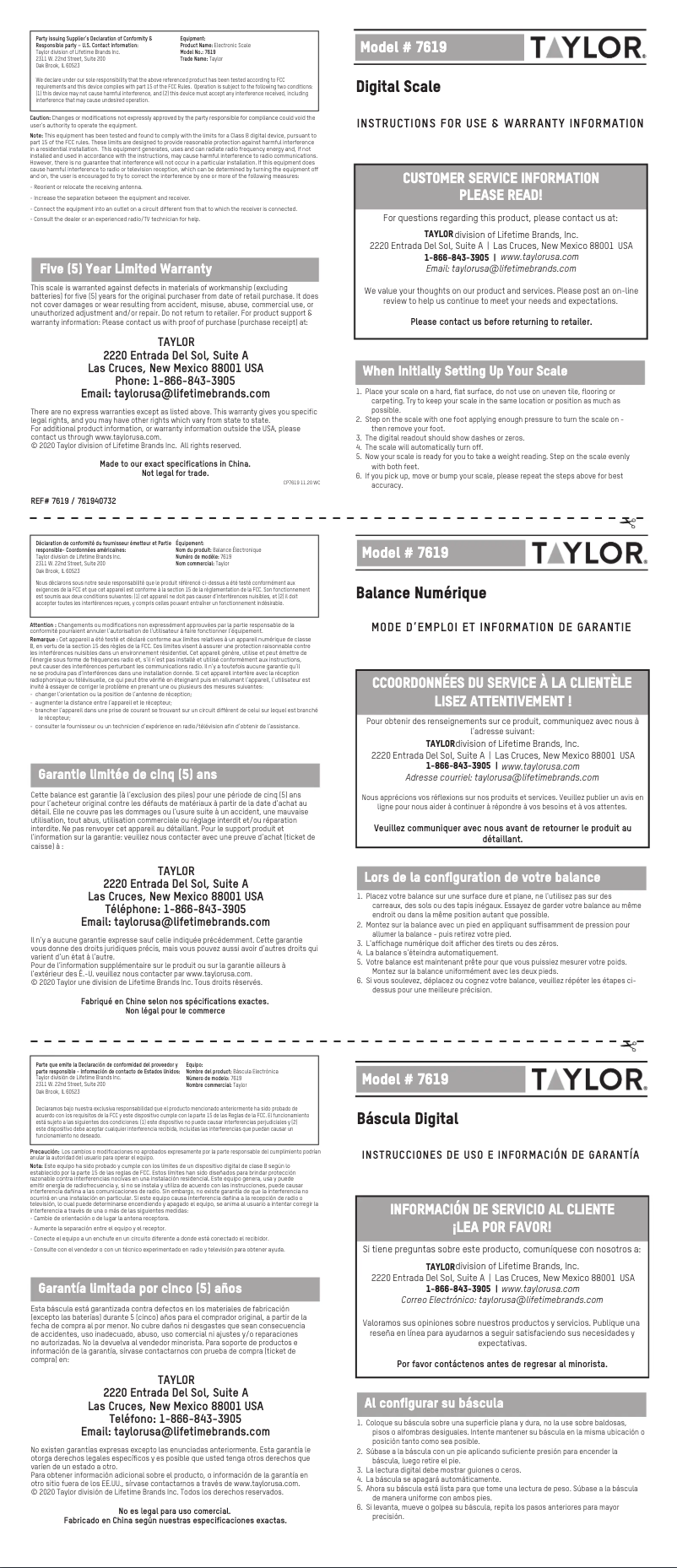 Page 1 de la notice Manuel utilisateur Taylor 761940732