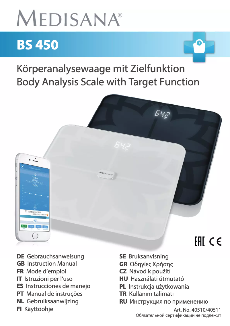 Page 1 de la notice Manuel utilisateur Medisana BS 450