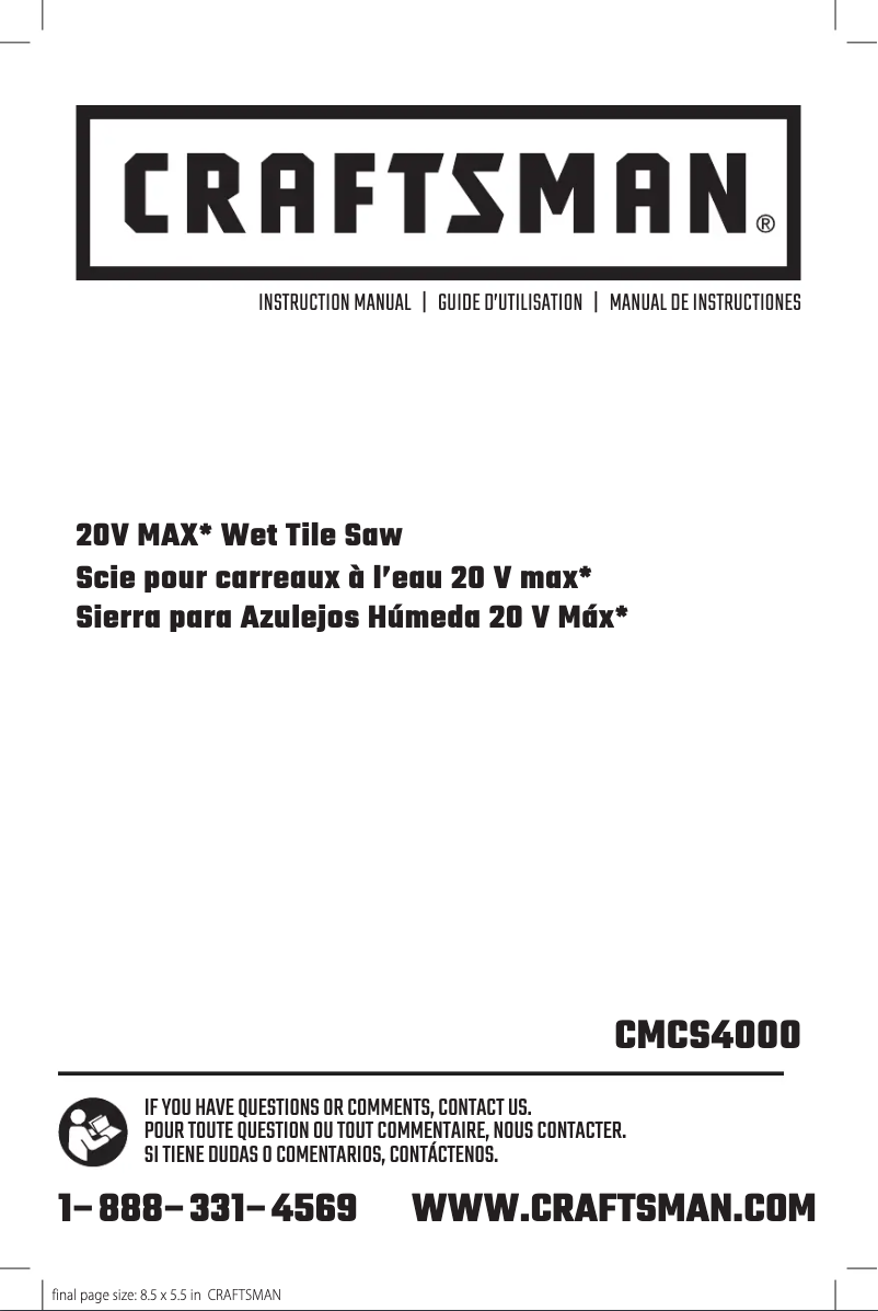 Page 1 of the manual User Manual Craftsman CMCS4000M1