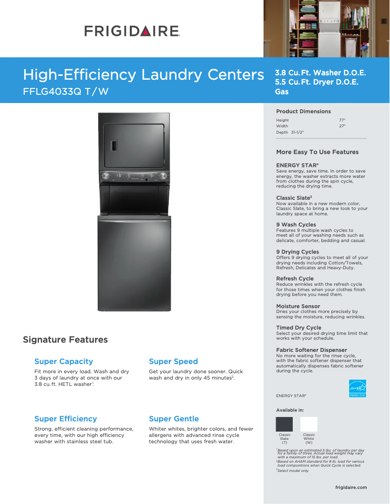 Image de la première page du manuel de l'appareil FFLG4033Q