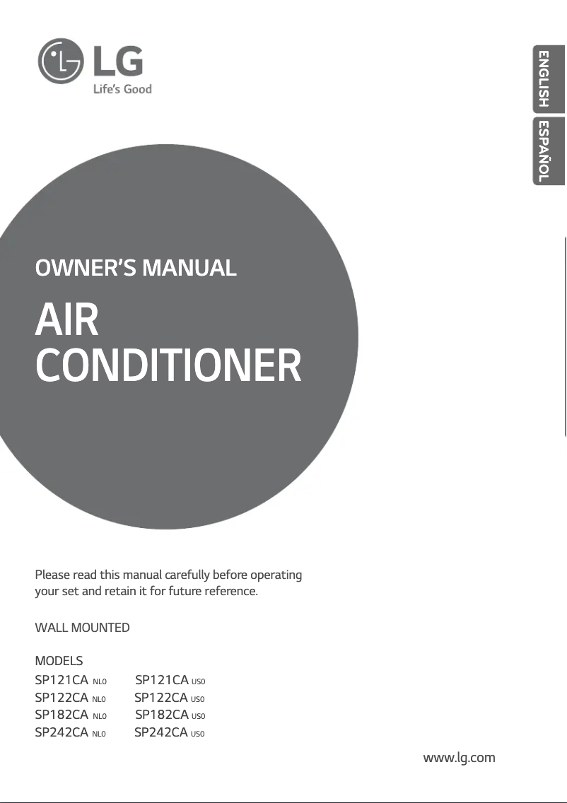 Page 1 de la notice Manuel utilisateur LG SP242CA