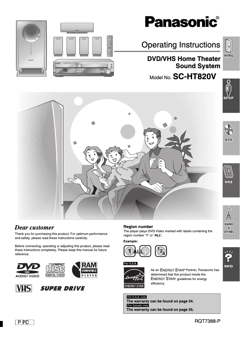 Image de la première page du manuel de l'appareil SC-HT820V