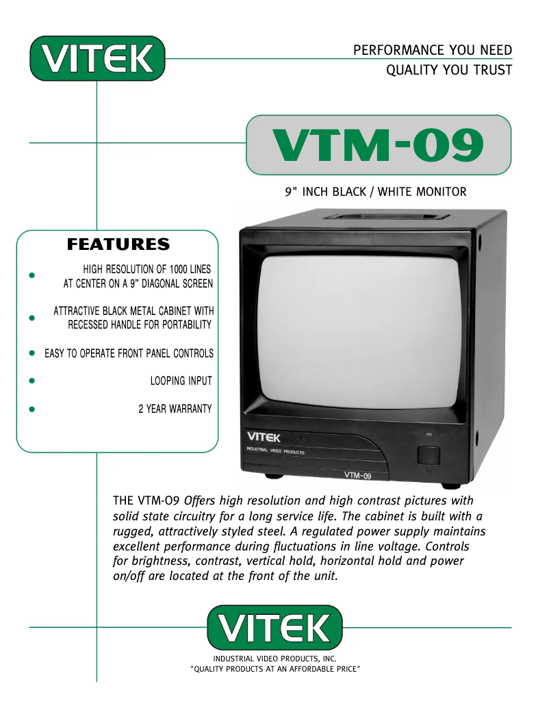 Page 1 de la notice Manuel utilisateur Vitek VTM-09