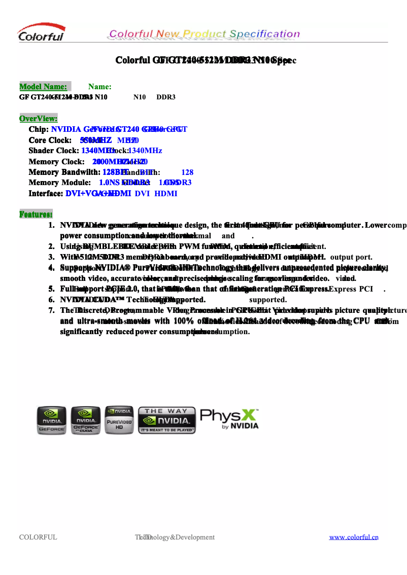 Página 1 del manual Manual de usuario Colorful GeForce GT240