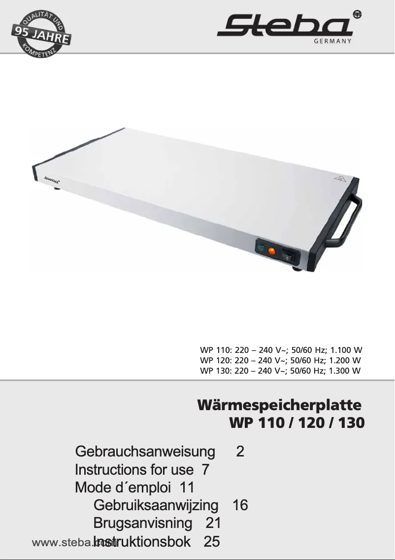 Page 1 de la notice Manuel utilisateur Steba WP 130