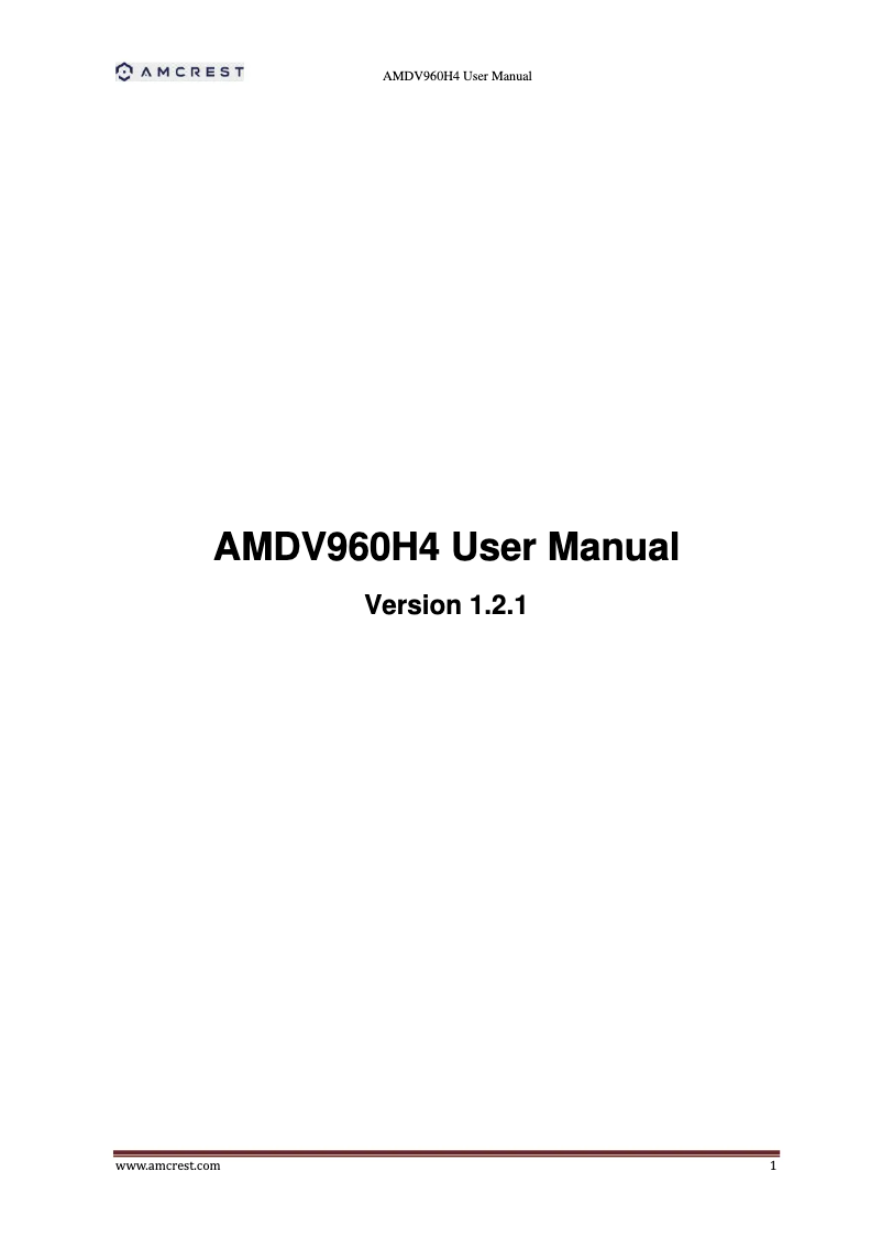 Page 1 de la notice Manuel utilisateur Amcrest AMDV960H4