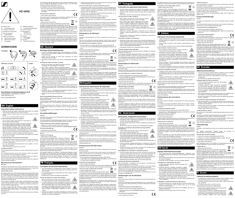 Page n°1 - Manuel utilisateur Sennheiser HD 400s