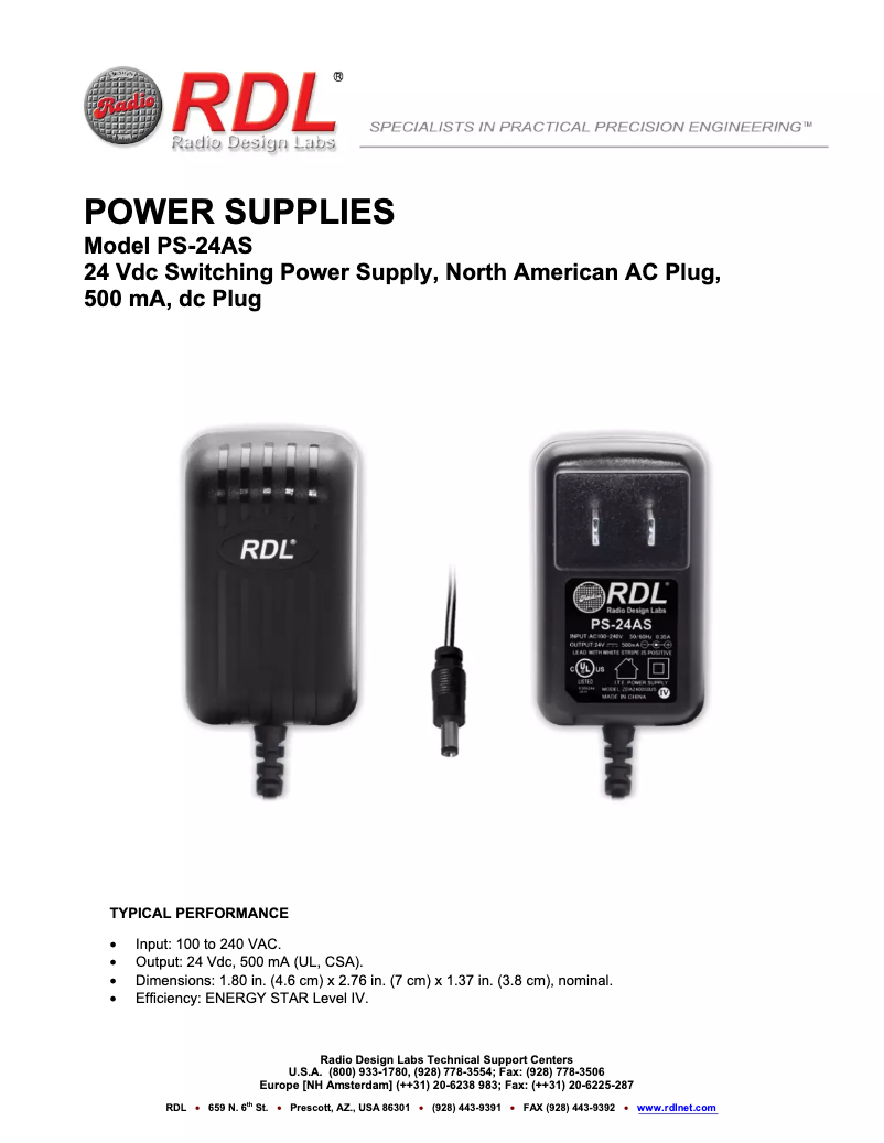 Page 1 de la notice Manuel utilisateur RDL PS-24AS