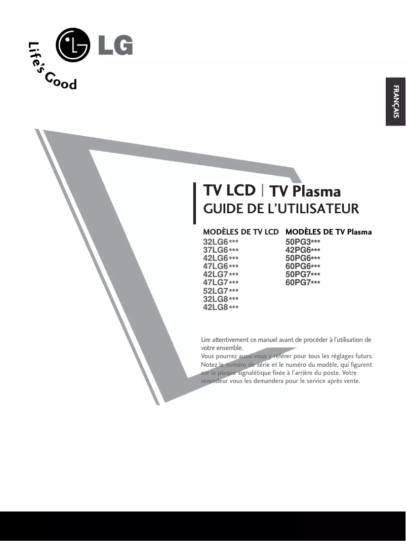 Page 1 de la notice Manuel utilisateur LG 50PG60UR