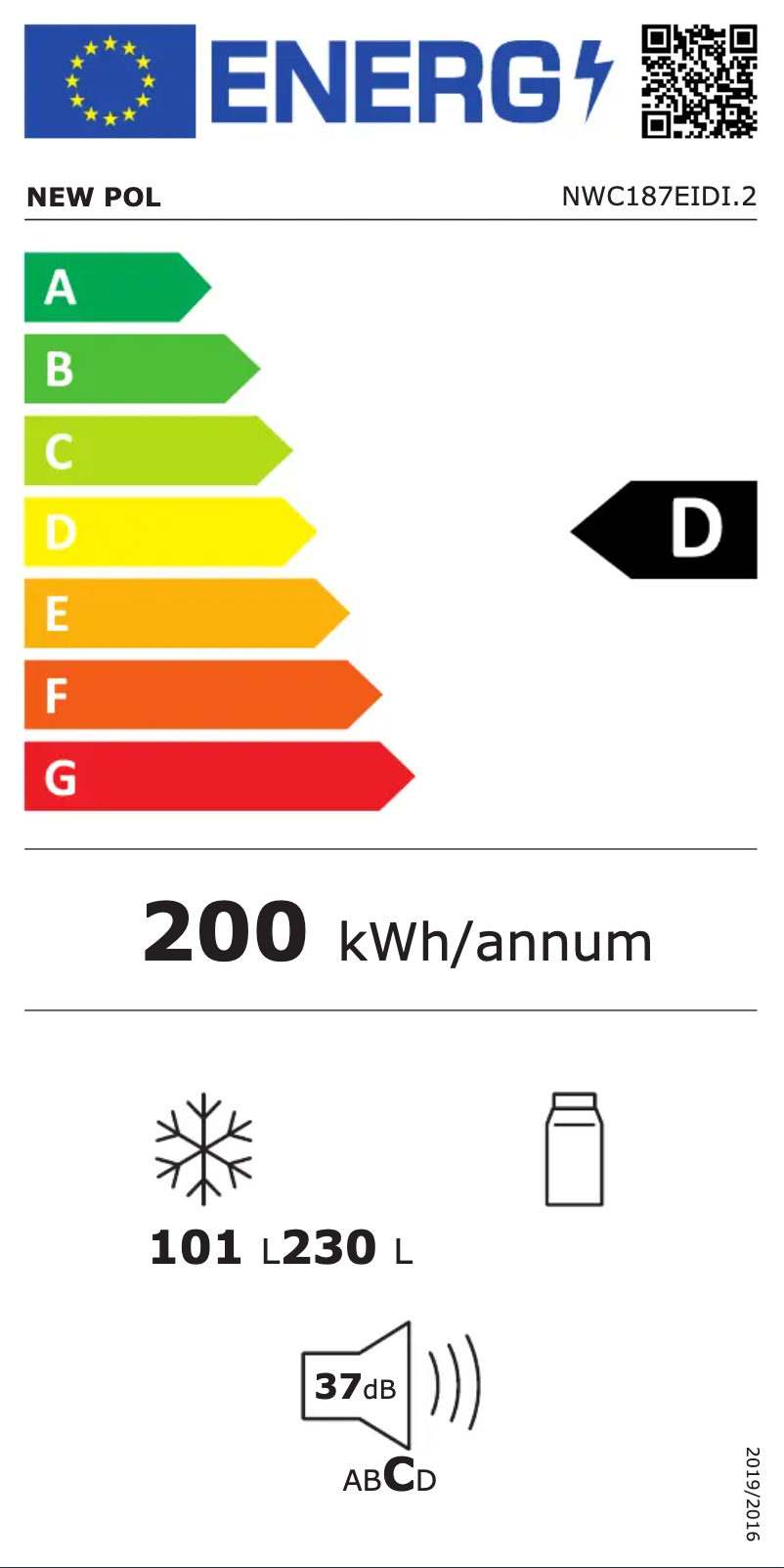 Page n°1 - Label énergétique New Pol NWC187EIDI.2