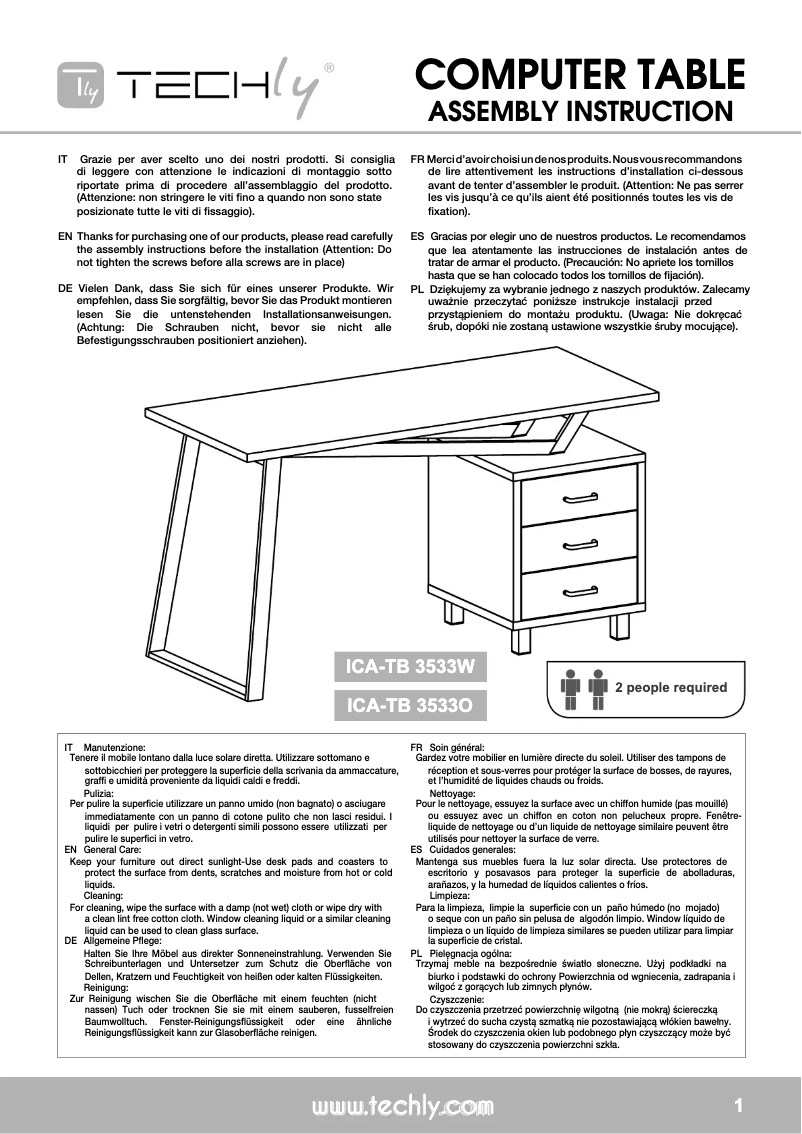 Image de la première page du manuel de l'appareil ICA-TB 3533O