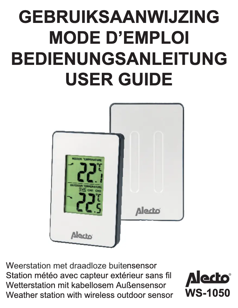 Page n°1 - Manuel utilisateur Alecto WS-1050
