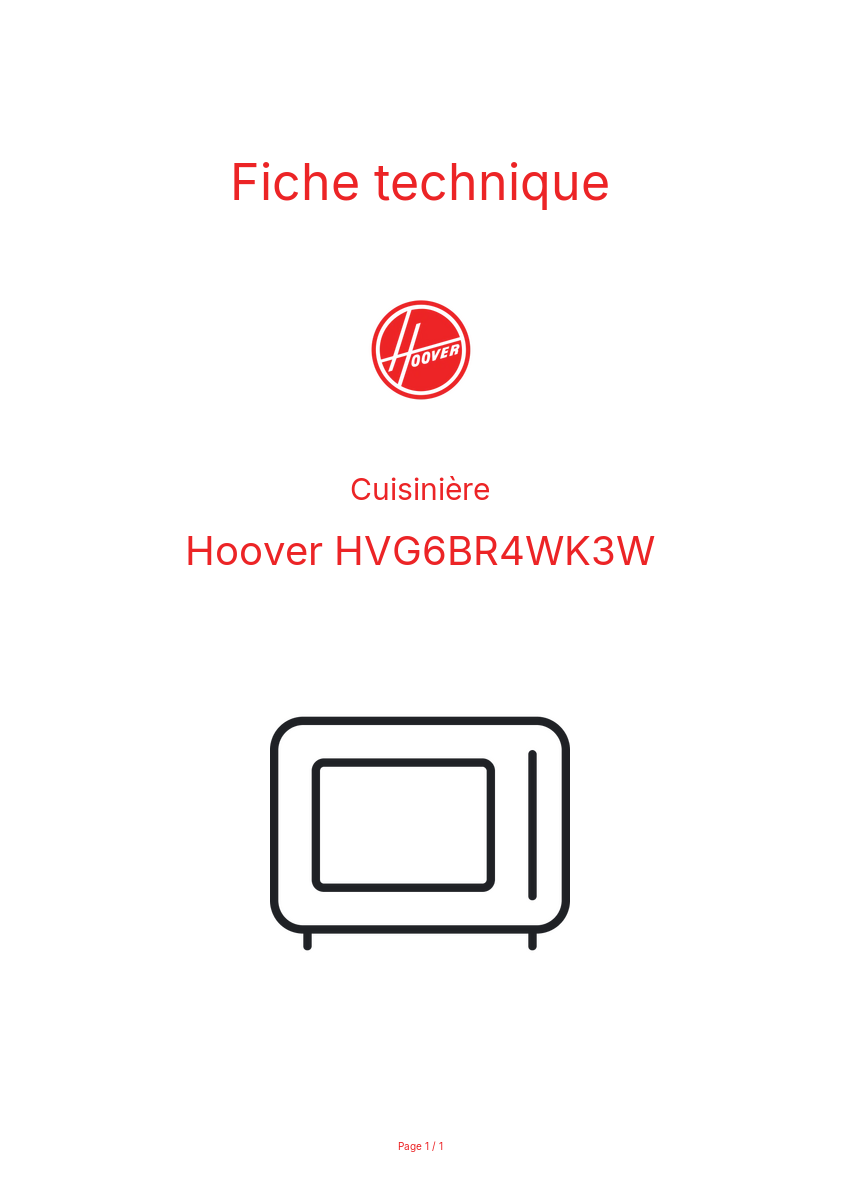 Image de la première page du manuel de l'appareil HVG6BR4WK3W