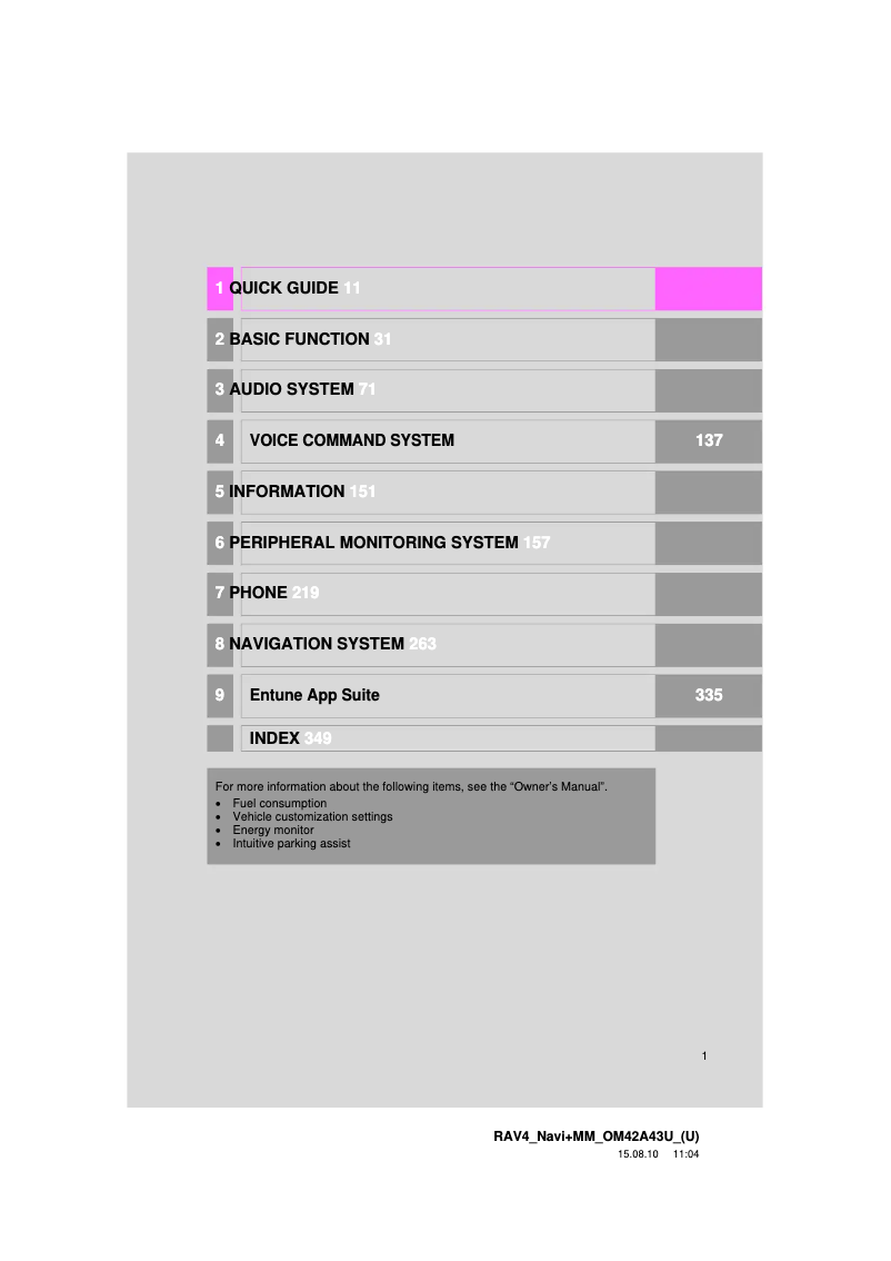Page n°1 - Manuel utilisateur Toyota RAV4 2016 Navigation