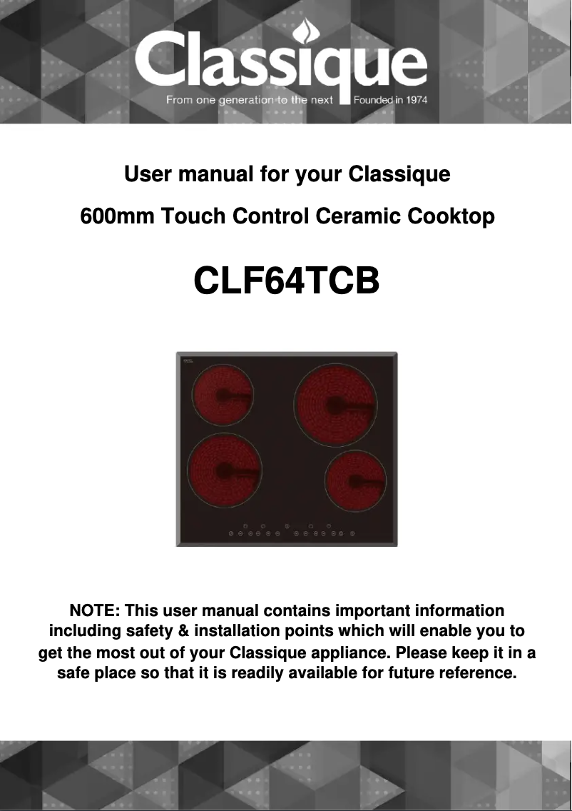 Page n°1 - Manuel utilisateur Classique CLF64TCB