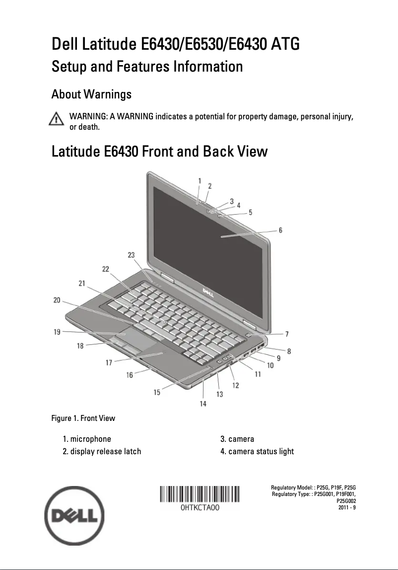 Page 1 de la notice Guide d'installation Dell Latitude E6430 ATG