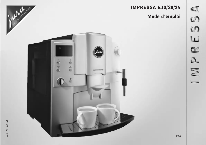 Page 1 de la notice Manuel utilisateur Jura IMPRESSA E10