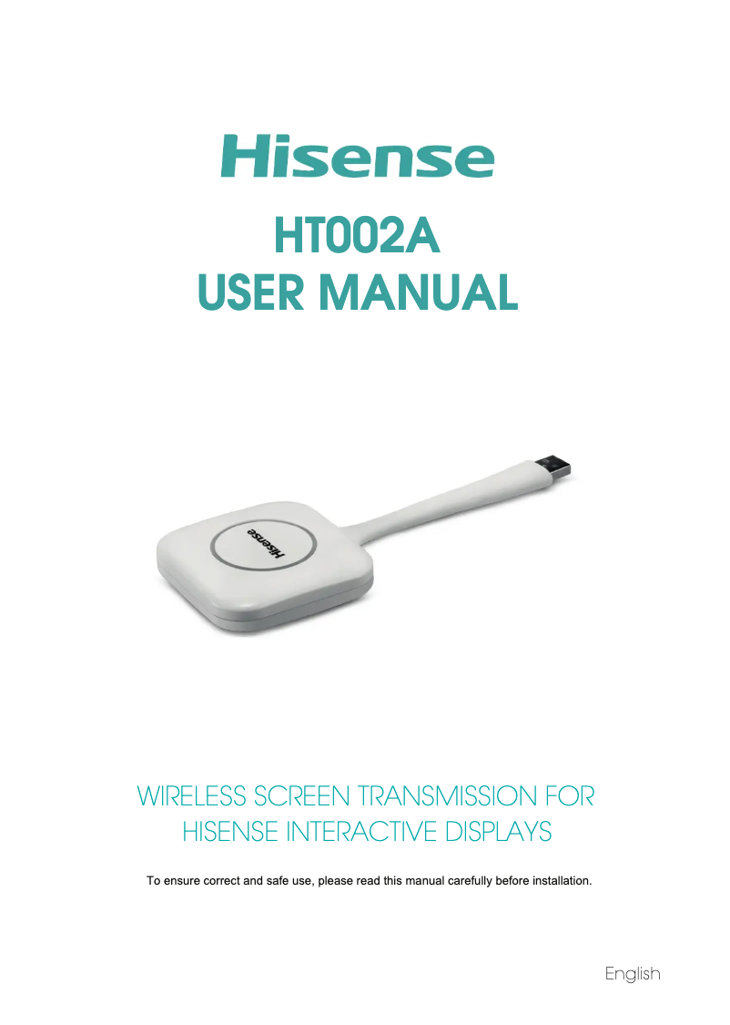 Page 1 de la notice Manuel utilisateur Hisense HT002