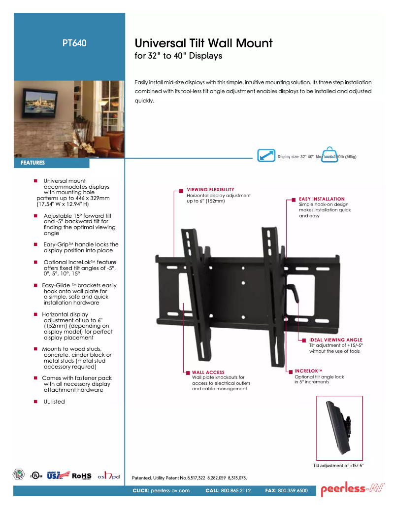 Page n°1 - Manuel utilisateur Peerless-AV PT640