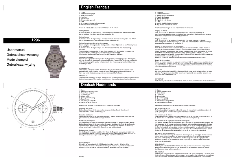 Page n°1 - Manuel utilisateur Davis 1296