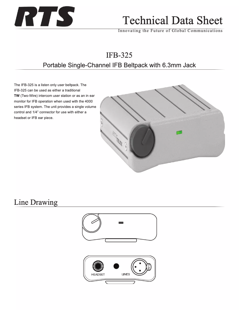 Page 1 de la notice Fiche technique RTS IFB-325