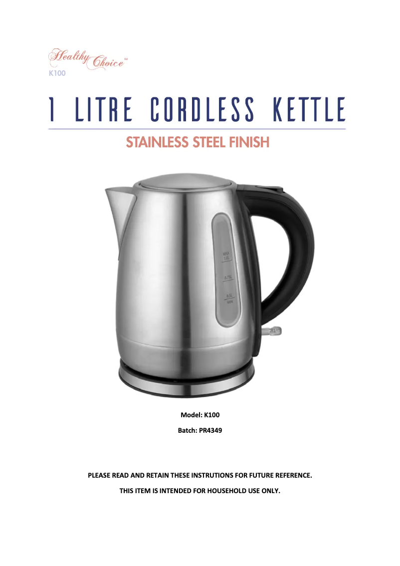 Image de la première page du manuel de l'appareil K100