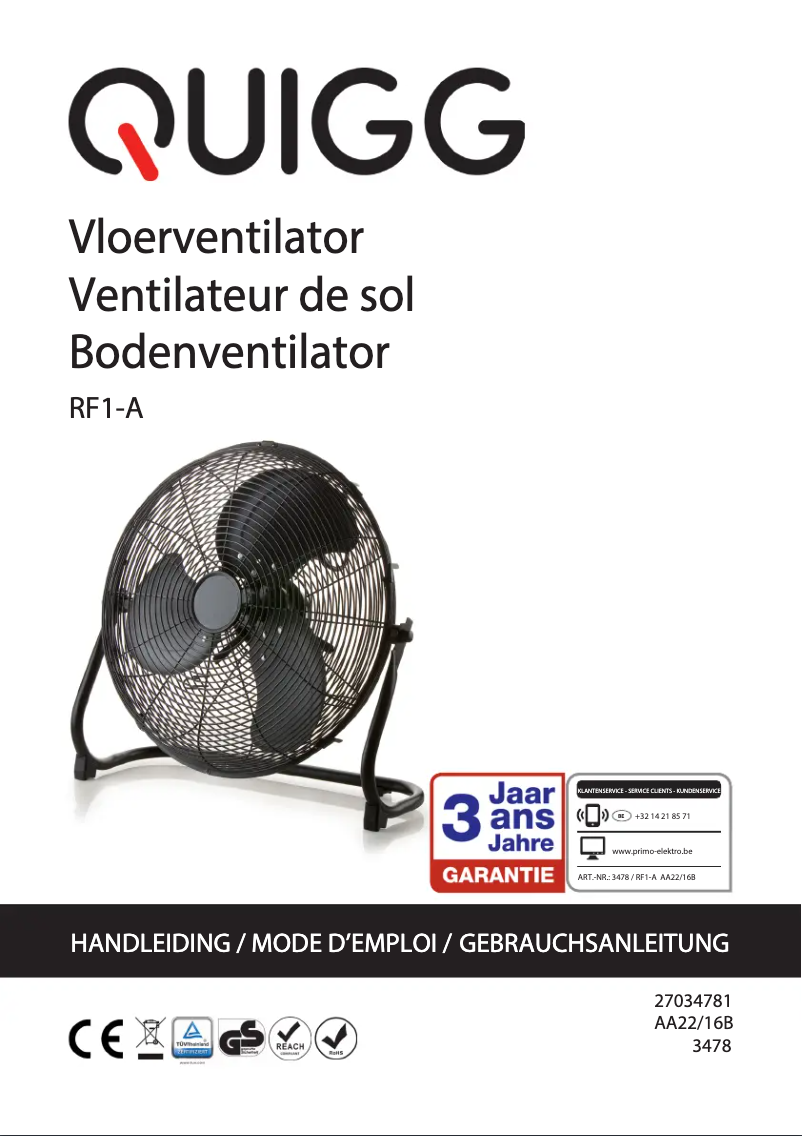 Page 1 de la notice Manuel utilisateur Primo RF1