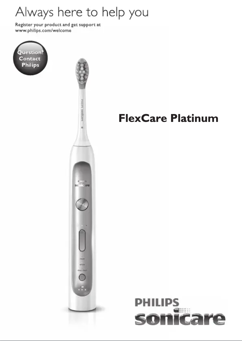 Page 1 de la notice Manuel utilisateur Philips Sonicare FlexCare Platinum HX9172