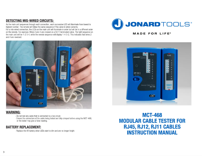 Página 1 del manual Manual de usuario Jonard Tools MCT-468