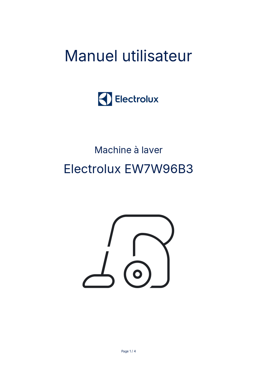 Page n°1 - Manuel utilisateur Electrolux EW7W96B3