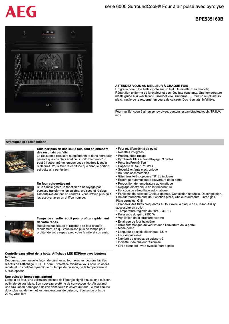 Image de la première page du manuel de l'appareil Forno Preto BPE535160B