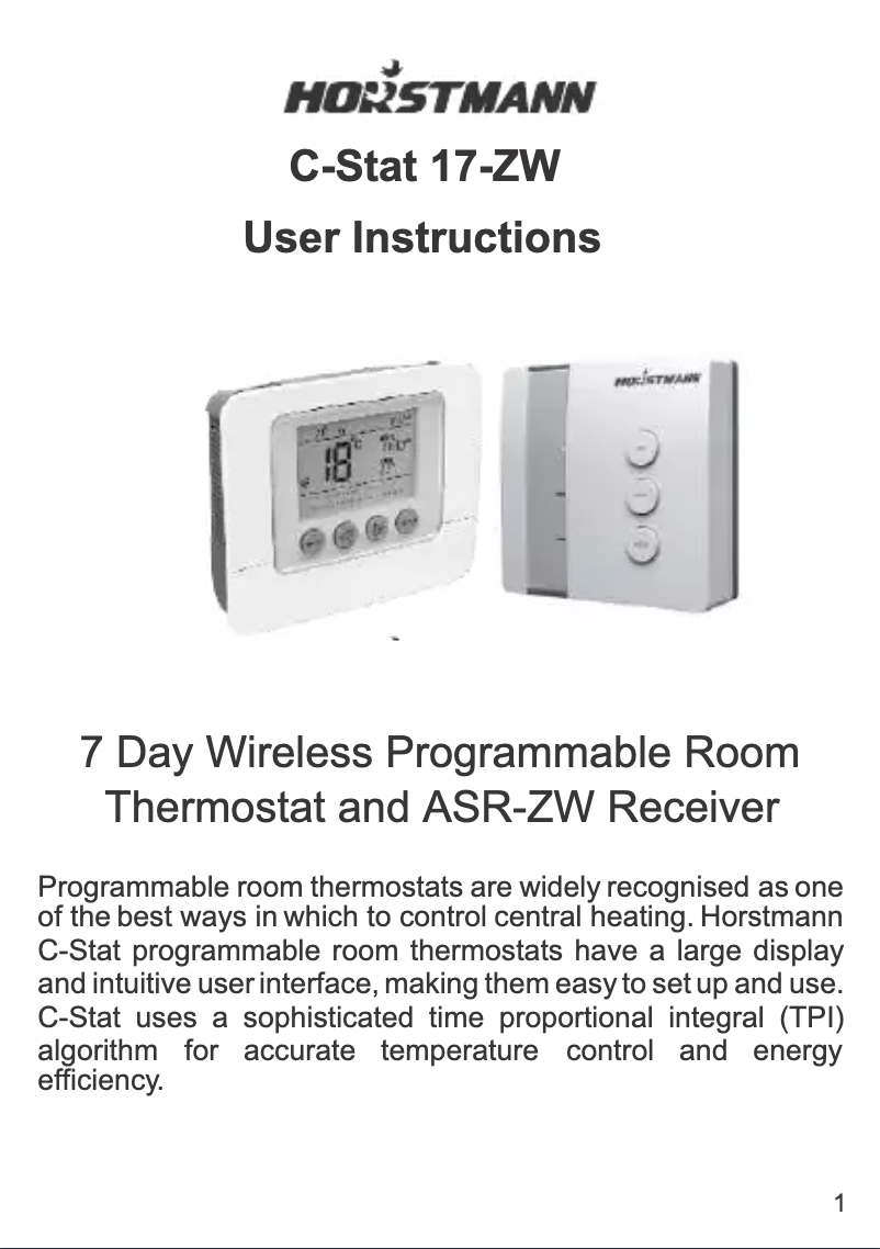 Page n°1 - Manuel utilisateur Horstmann C-Stat 17-ZW