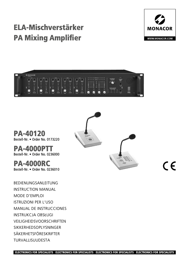 Image de la première page du manuel de l'appareil PA-40120