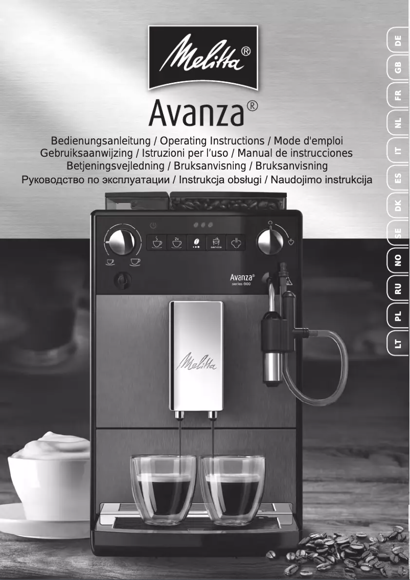Page 1 de la notice Manuel utilisateur Melitta Avanza F270-100