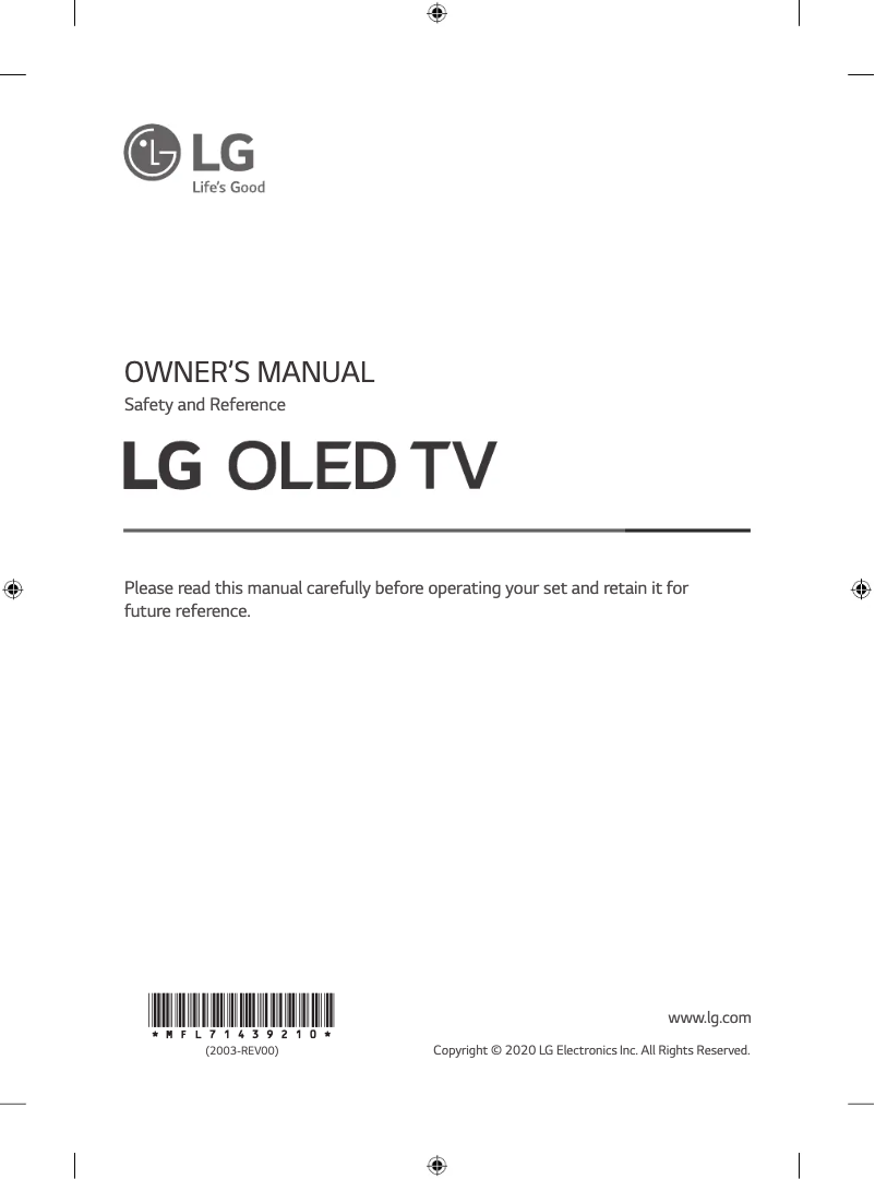Page n°1 - Manuel utilisateur LG OLED77CXRLA