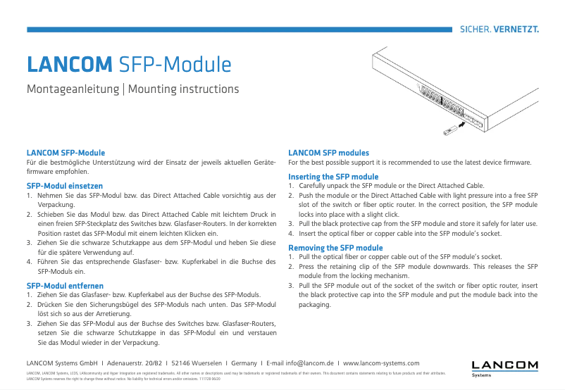 Image de la première page du manuel de l'appareil SFP-LX-LC10