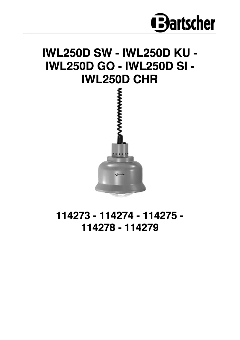 Page n°1 - Manuel utilisateur Bartscher IWL250D CHR