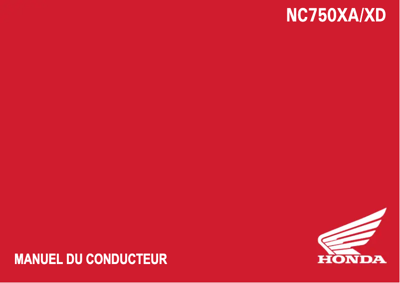 Image de la première page du manuel de l'appareil NC750XA (2023)