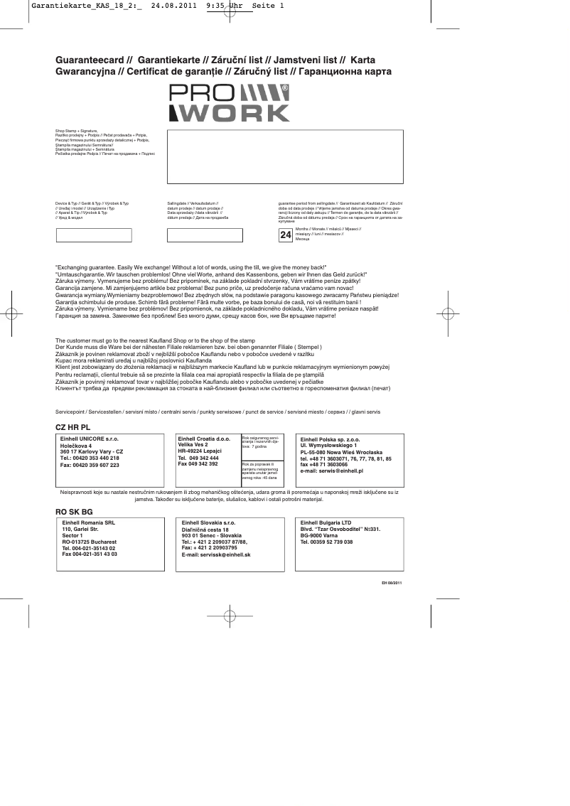 Page n°1 - Manuel utilisateur Prowork KAS 18-2