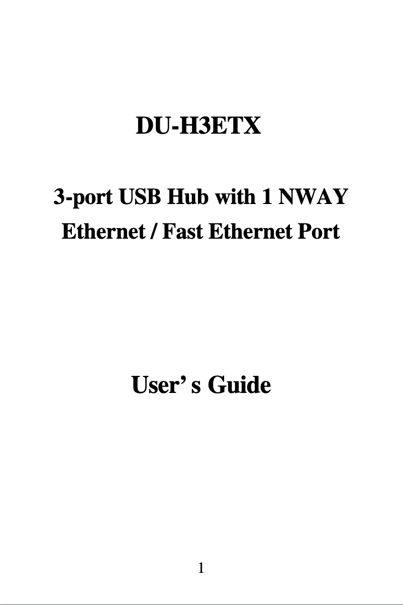 Page n°1 - Manuel utilisateur D-Link DU-H3ETX