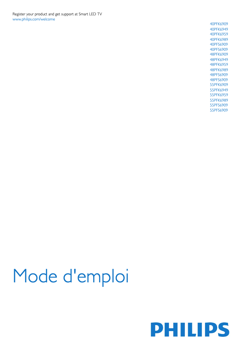 Page n°1 - Manuel utilisateur Philips 55PFS6909 LED TV