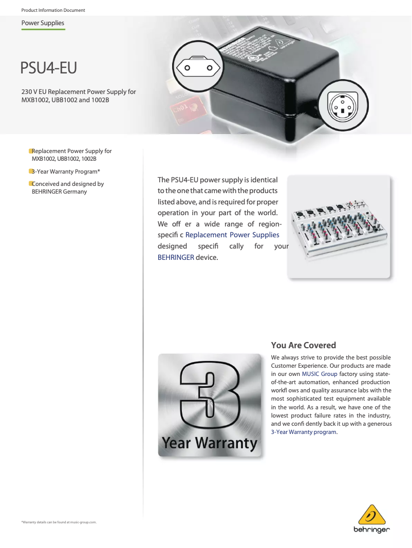 Image de la première page du manuel de l'appareil PSU4-EU