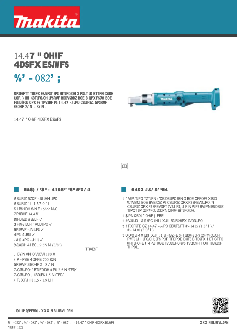 Page 1 de la notice Fiche technique Makita DFL082FZ