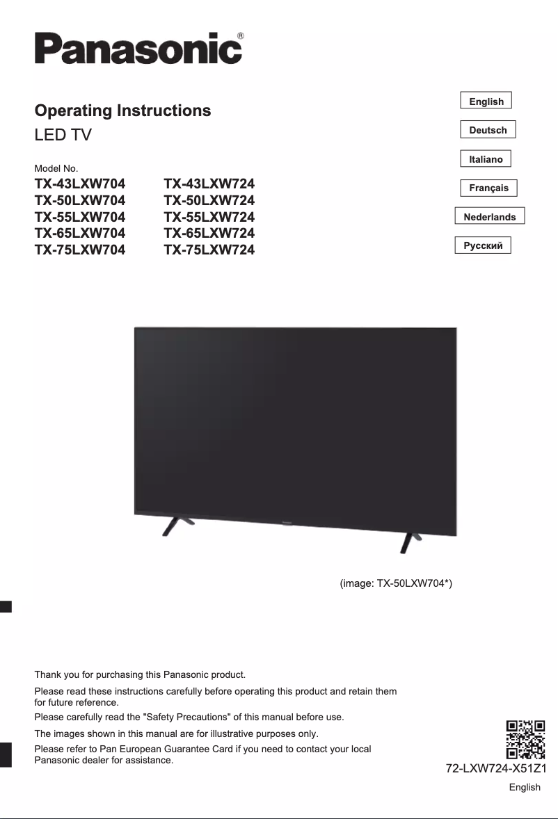 Imagen de la primera página del manual del dispositivo TX-43LXW724