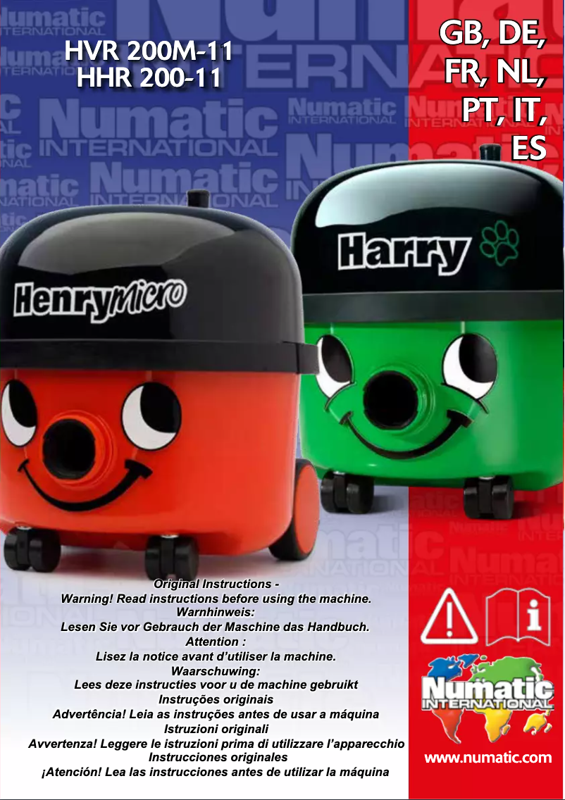 Page 1 de la notice Manuel utilisateur Numatic 900465