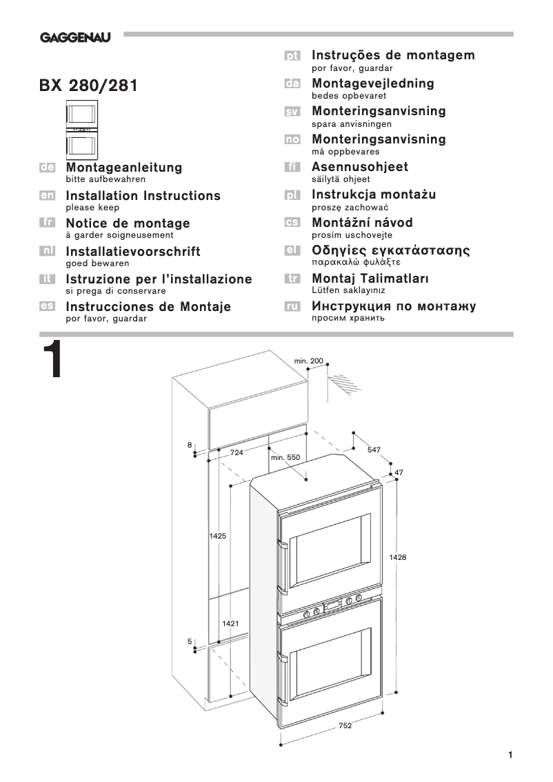Página 1 del manual Manual de usuario Gaggenau BX281111